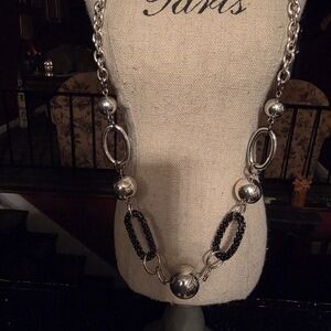 Elegant Silver and Black Chain Necklace